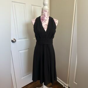 Ann Taylor Black Backless Halter Dress 10 M/L